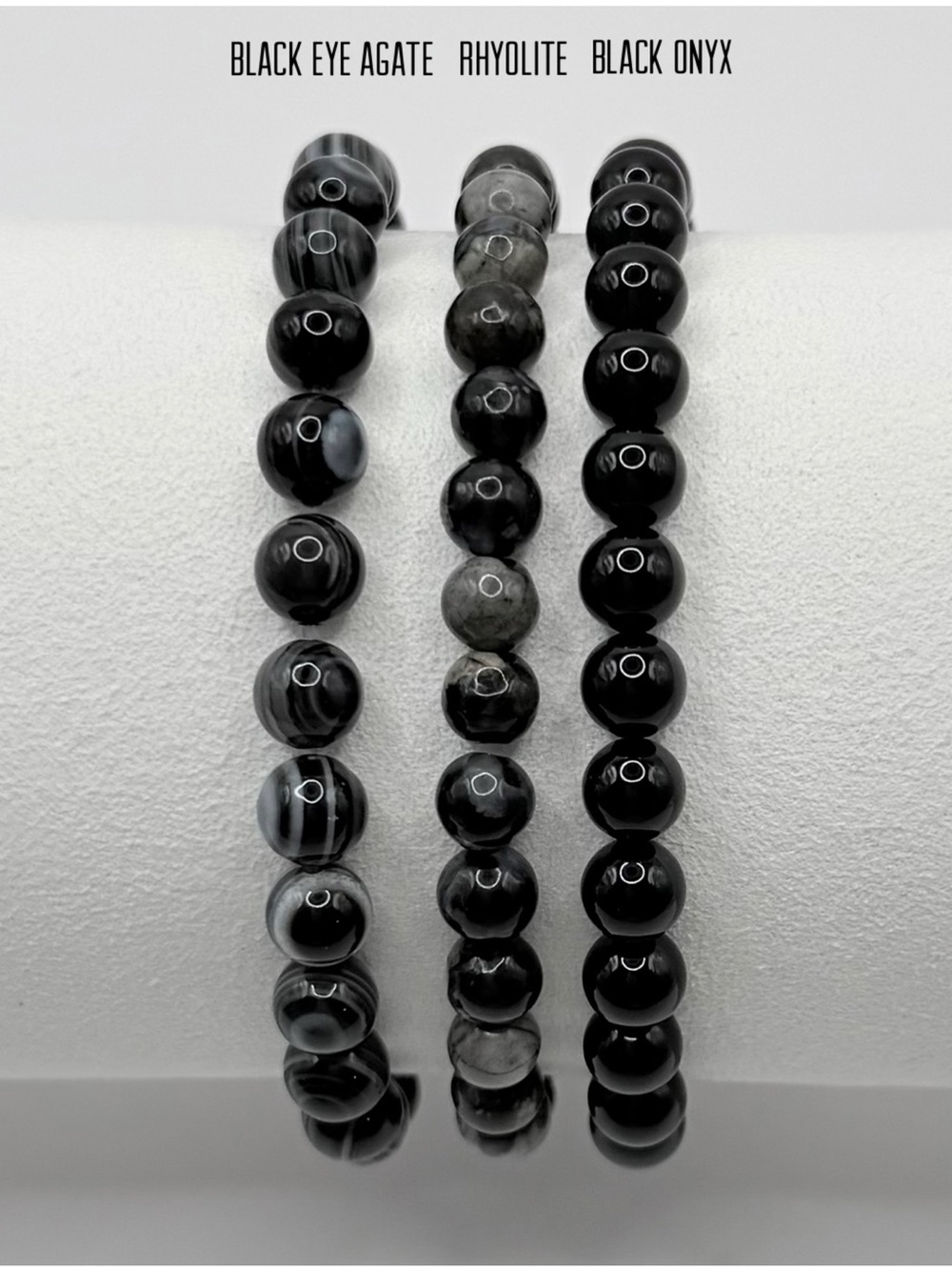 Balance Emotional Healing Black Eye Agate, Rhyolite, Black Onyx Bracelets